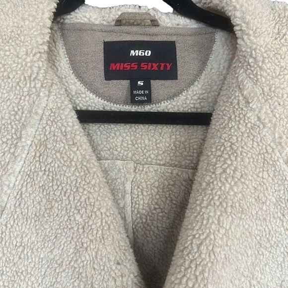 Miss Sixty Shearling Bomber Style Jacket w Asymmetrical Zipper - Vintage Jacket - Picture 2 of 11